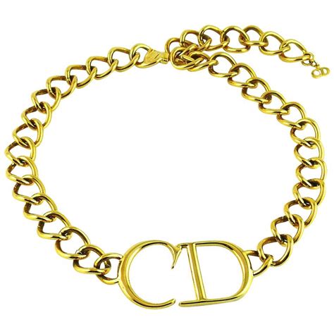 dior cd necklace gold|vintage christian dior cd necklace.